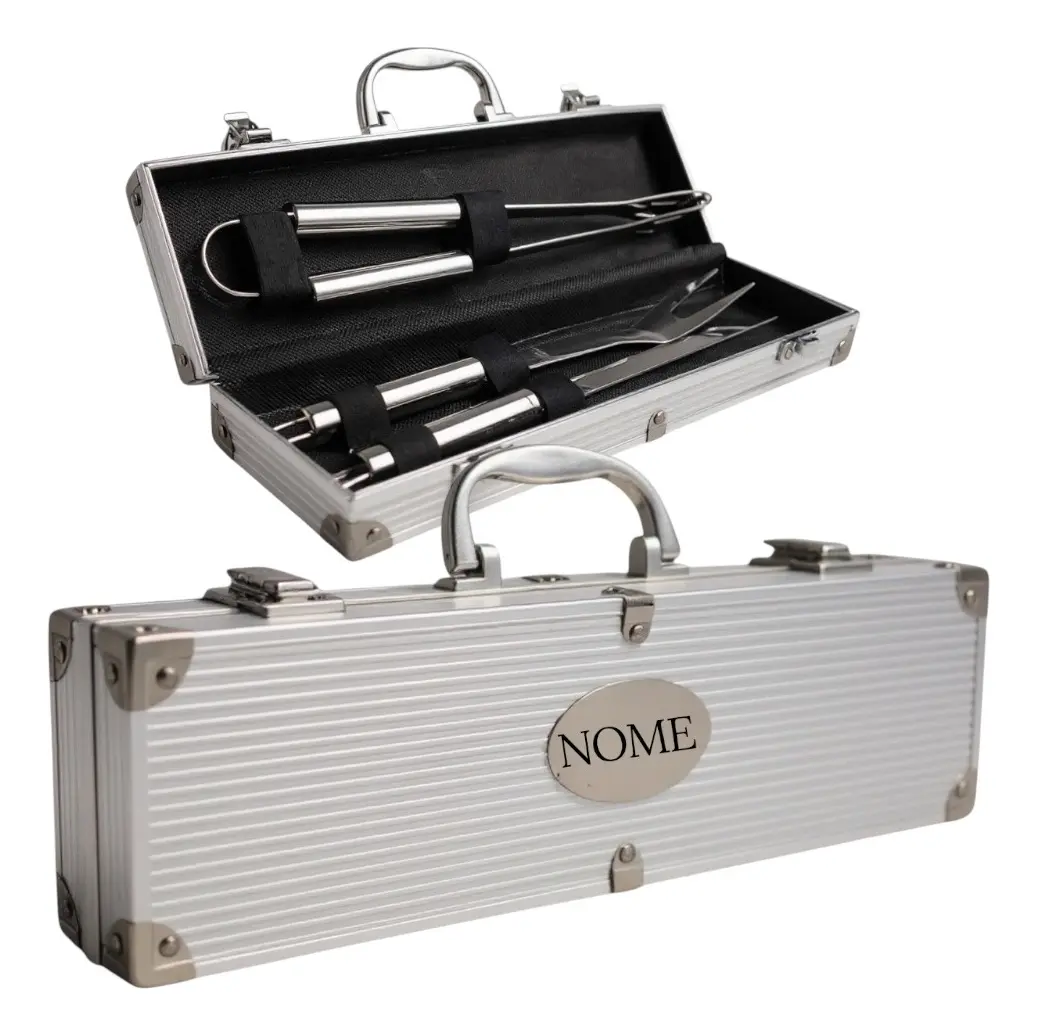 Kit Churrasco 3 Peças Com Maleta Personalizada Com Nome